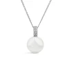 9ct White Gold Freshwater Pearl & 0.01ct Diamond Set Loop Pendant