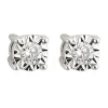 9ct White Gold Illusion 0.07ct Diamond Stud Earrings