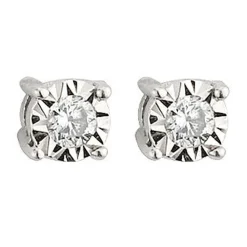 9ct White Gold Illusion 0.07ct Diamond Stud Earrings