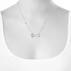 9ct White Gold Infinity Love You Stone Set Pendant (Chain Included)