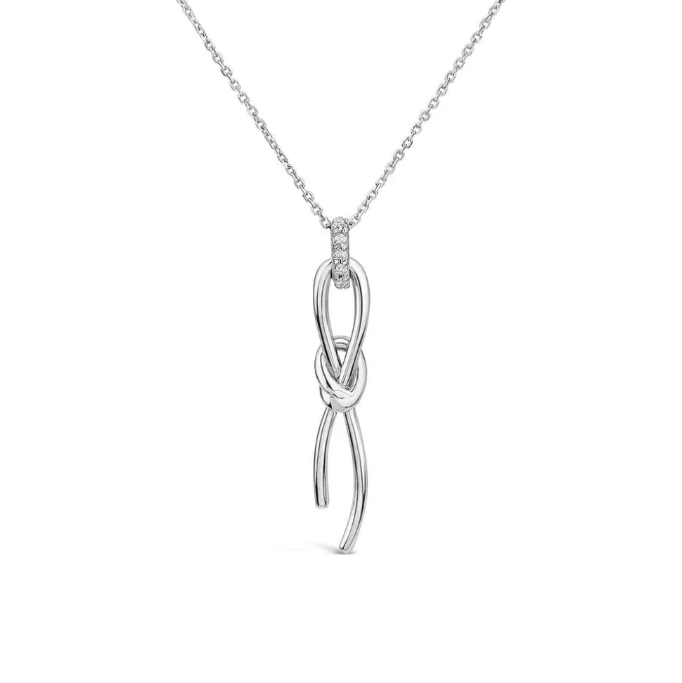 9ct White Gold Long Knot Drop Pendant