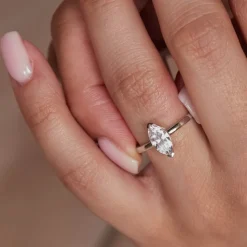9ct White Gold Marquise Cubic Zirconia Promise Ring