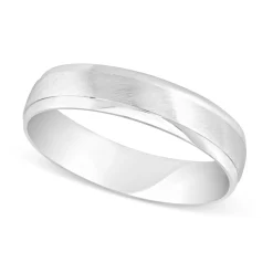 9ct White Gold Matt Centre and Polished Sides 5mm Gents Wedding ring