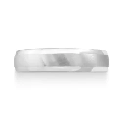 9ct White Gold Matt Centre and Polished Sides 5mm Gents Wedding ring