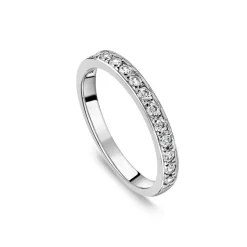 9ct White Gold 2.5mm 0.30ct Diamond Pave Set Wedding Ring