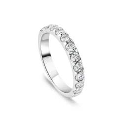 18ct White Gold 3mm 0.70ct Diamond Triangle Claw Wedding Ring