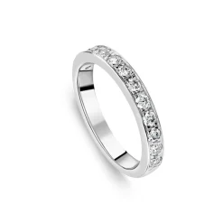18ct White Gold 3mm 0.50ct Diamond Pave Set Wedding Ring