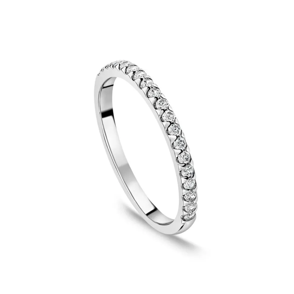 9ct White Gold 1.7mm 0.15ct Diamond Triangle Claw Wedding Ring