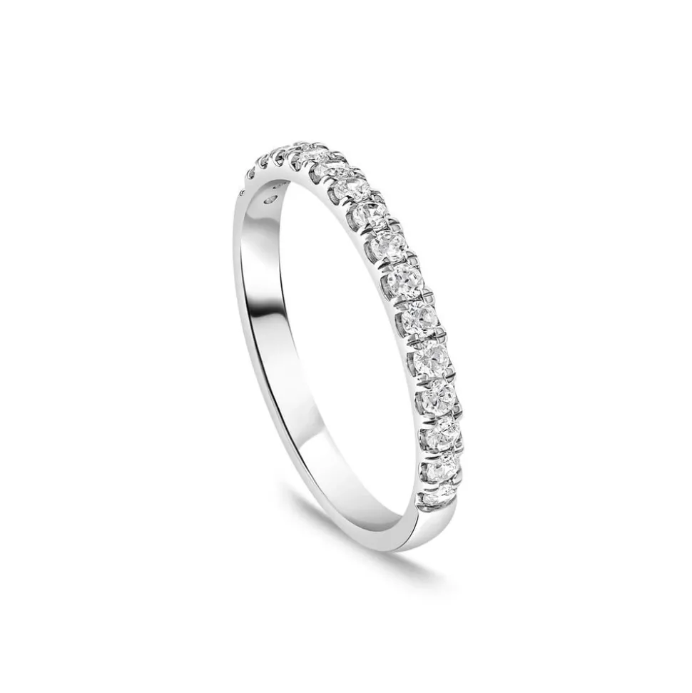 9ct White Gold 2mm 0.25ct Diamond Split Claw Wedding Ring