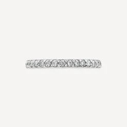 9ct White Gold 2mm 0.25ct Diamond Triangle Claw Wedding Ring