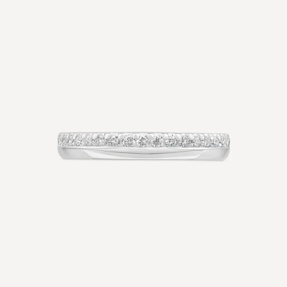 18ct White Gold 3mm 0.20ct Diamond Offset Wedding Ring