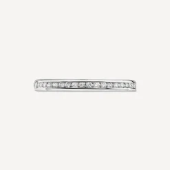 9ct White Gold 2mm 0.10ct Diamond Channel Set Wedding Ring