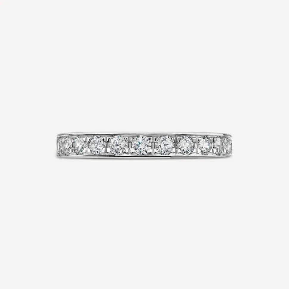 18ct White Gold 3mm 0.50ct Diamond Pave Set Wedding Ring