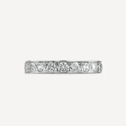 9ct White Gold 3.5mm 0.67ct Diamond Pave Set Wedding Ring
