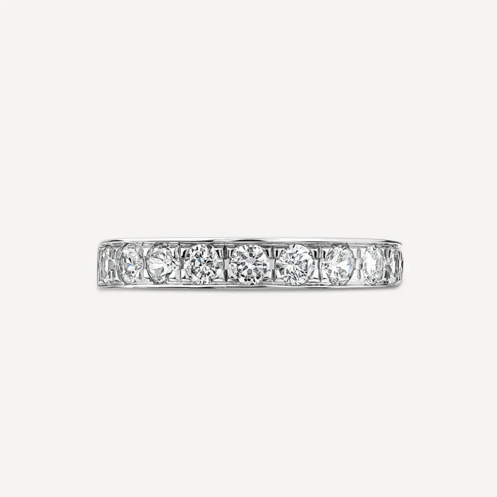 9ct White Gold 3.5mm 0.67ct Diamond Pave Set Wedding Ring