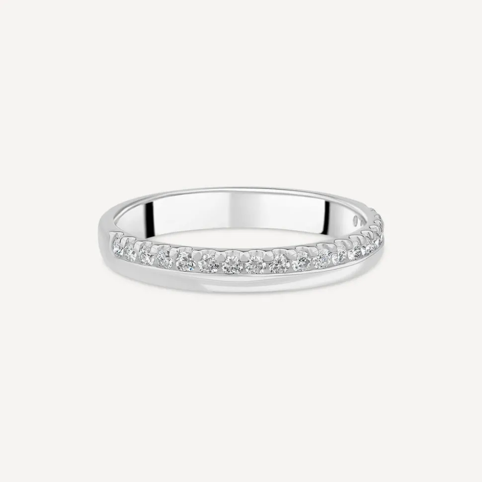 18ct White Gold 3mm 0.20ct Diamond Offset Wedding Ring