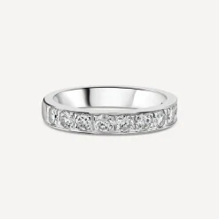 9ct White Gold 3.5mm 0.67ct Diamond Pave Set Wedding Ring