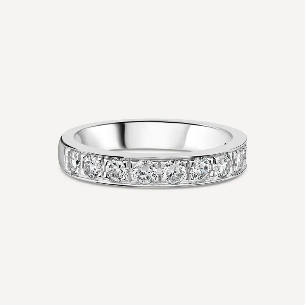 9ct White Gold 3.5mm 0.67ct Diamond Pave Set Wedding Ring