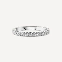 9ct White Gold 2mm 0.25ct Diamond Split Claw Wedding Ring