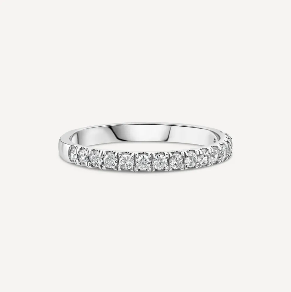 9ct White Gold 2mm 0.25ct Diamond Split Claw Wedding Ring
