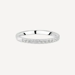 9ct White Gold 1.7mm 0.20ct Diamond Split Claw Wedding Ring