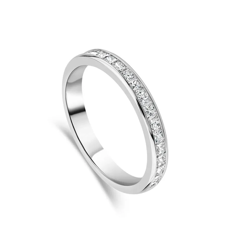 9ct White Gold 2.5mm 0.49ct Princess Cut Diamond Channel Set Wedding Ring
