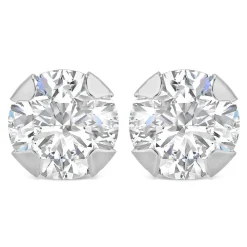 9ct White Gold 5mm Four Claw Cubic Zirconia Stud Earrings