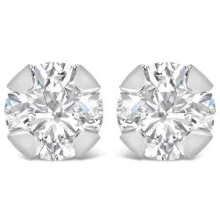 9ct White Gold 4mm Four Claw Cubic Zirconia Stud Earrings