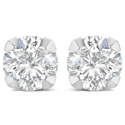 9ct White Gold 7mm Four Claw Cubic Zirconia Stud Earrings