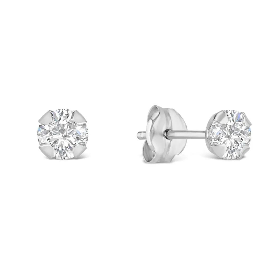 9ct White Gold 4mm Four Claw Cubic Zirconia Stud Earrings