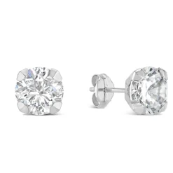 9ct White Gold 7mm Four Claw Cubic Zirconia Stud Earrings