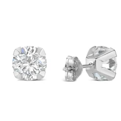 9ct White Gold 7mm Four Claw Cubic Zirconia Stud Earrings