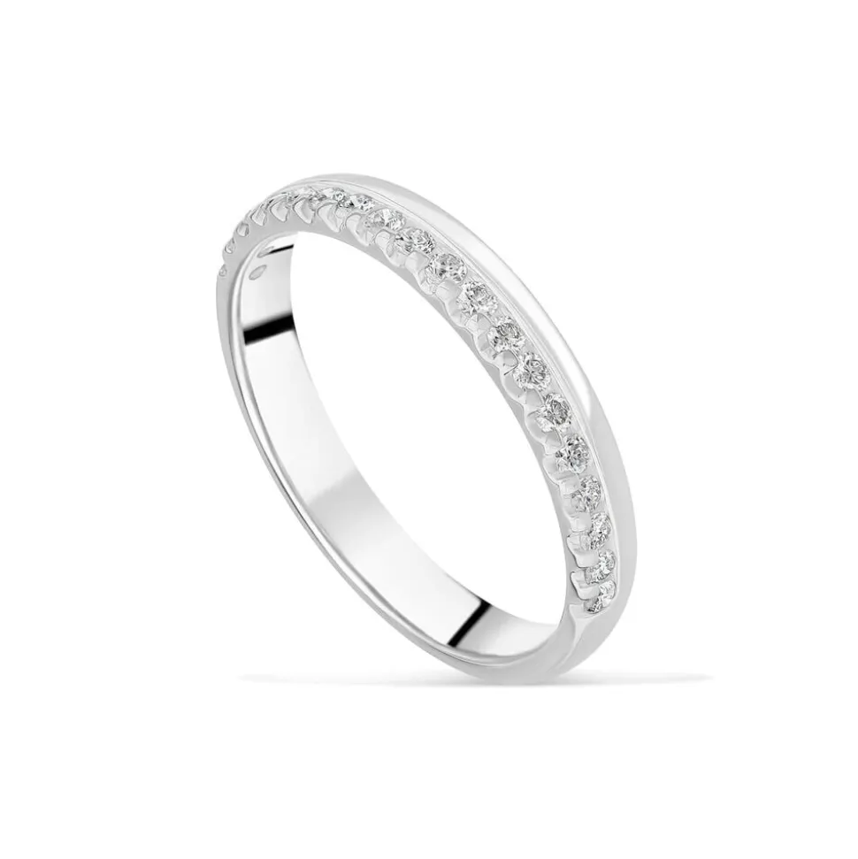 9ct White Gold 3mm Offset 0.20ct Diamond Wedding Ring