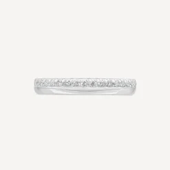 9ct White Gold 3mm Offset 0.20ct Diamond Wedding Ring