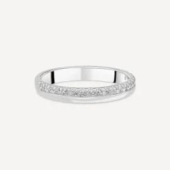 9ct White Gold 3mm Offset 0.20ct Diamond Wedding Ring