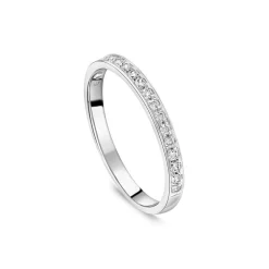 18ct White Gold 2mm Pave 0.15ct Diamond Wedding Ring