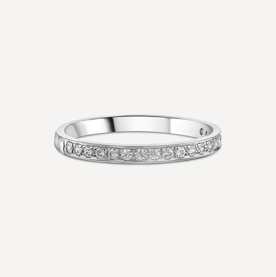 18ct White Gold 2mm Pave 0.15ct Diamond Wedding Ring