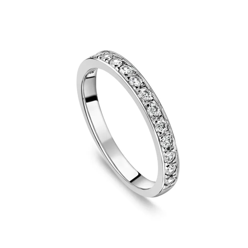 18ct White Gold 2.5mm Pave Set 0.30 Diamond Wedding Ring