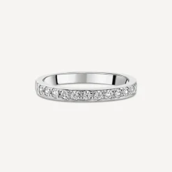18ct White Gold 2.5mm Pave Set 0.30 Diamond Wedding Ring
