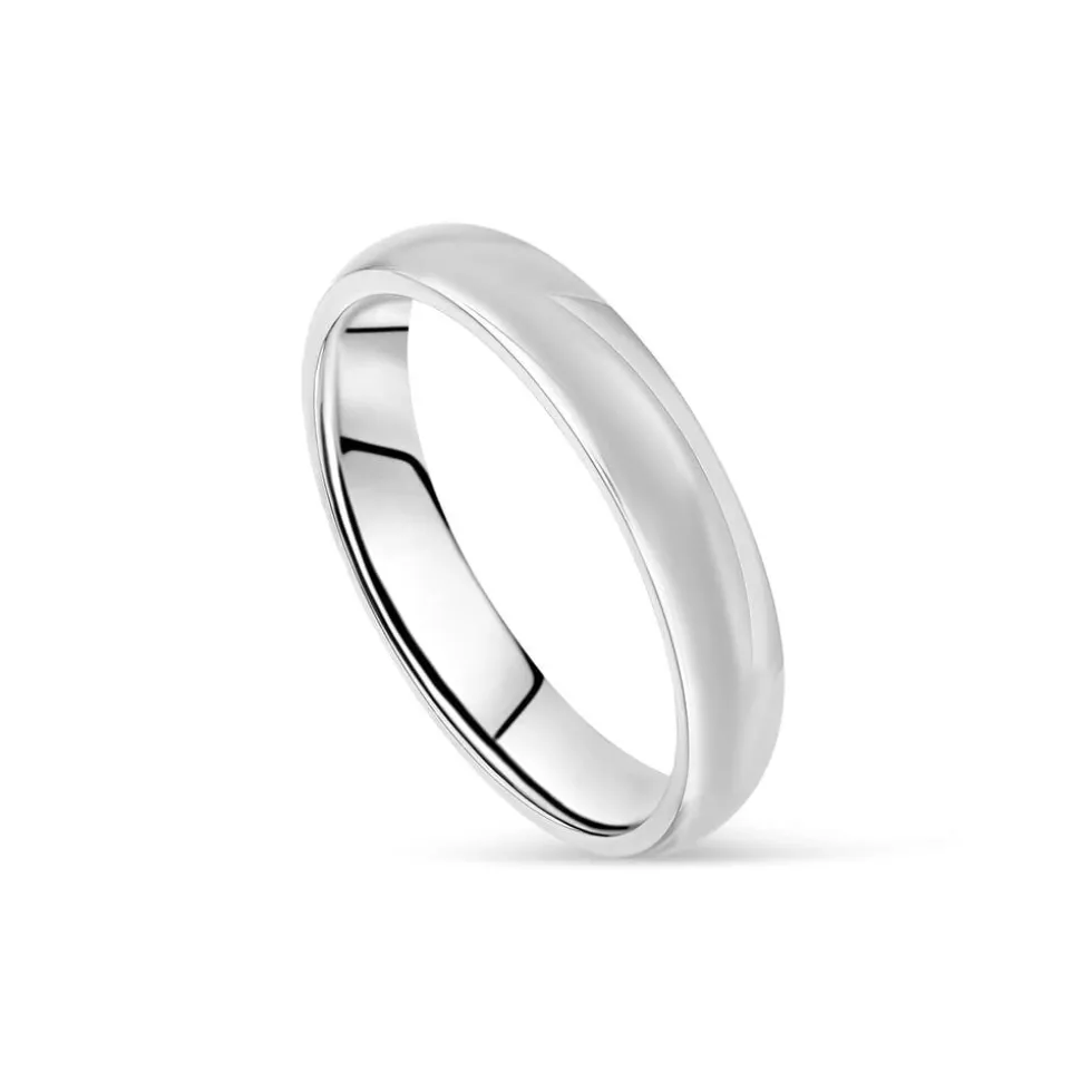 9ct White Gold 4mm Plain D-Shape Wedding Ring