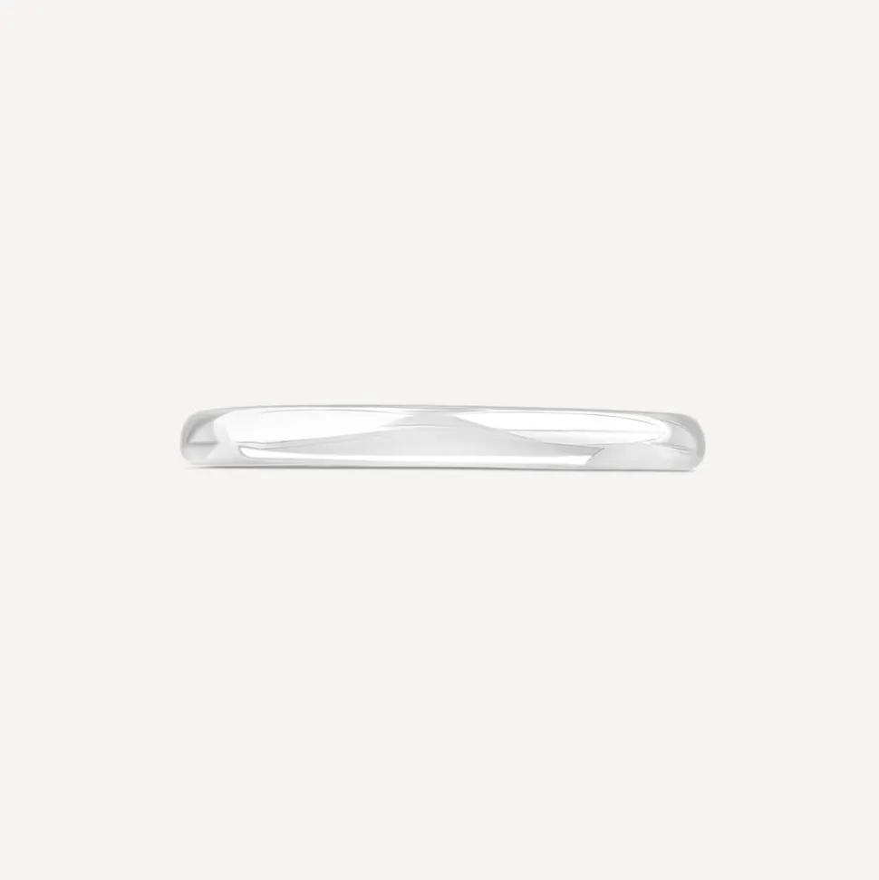 18ct White Gold 2mm Plain D-Shape Wedding Ring