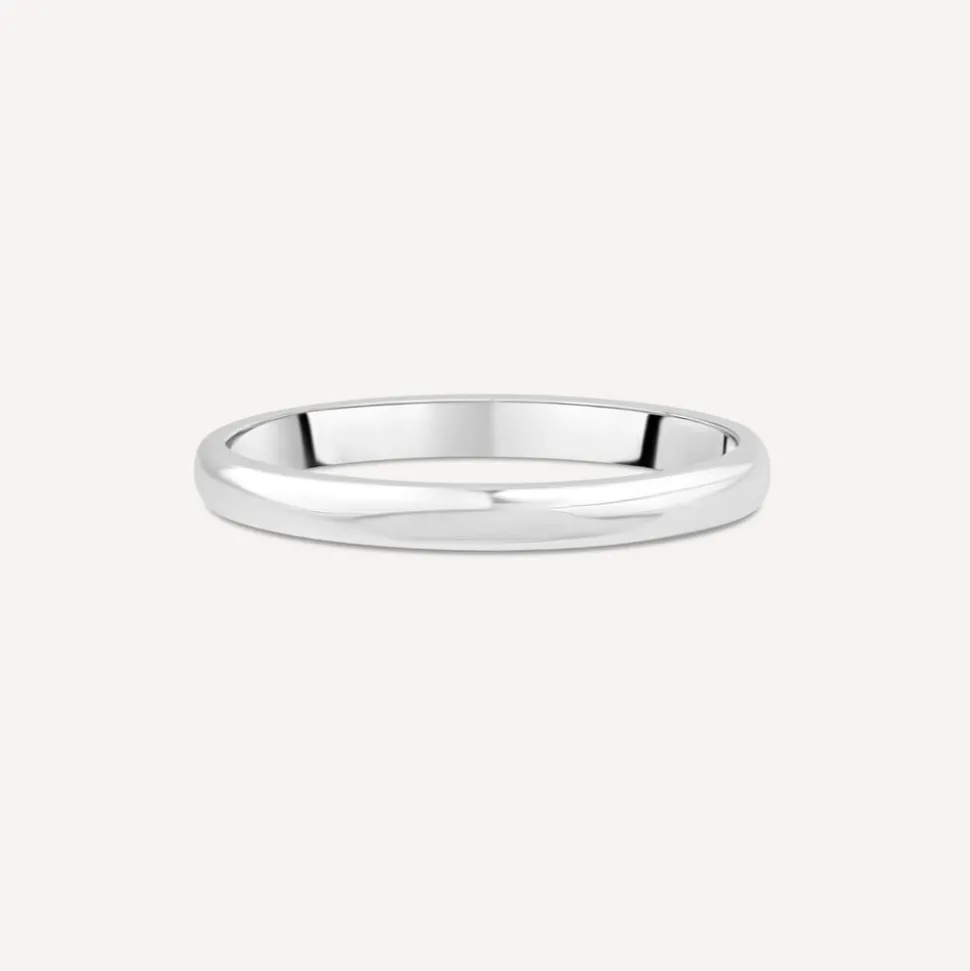 18ct White Gold 2mm Plain D-Shape Wedding Ring