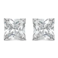 9ct White Gold 8MM Princess Cut Cubic Zirconia Stud Earrings