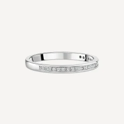 9ct White Gold 2mm Princess Cut 0.25ct Diamond Channel Set Wedding Ring