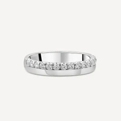 9ct White Gold 3.5mm Round Offset 0.30ct Diamond Wedding Ring