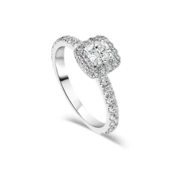 18ct White Gold Norther Star 1.00ct Diamond Cushion Halo Rings