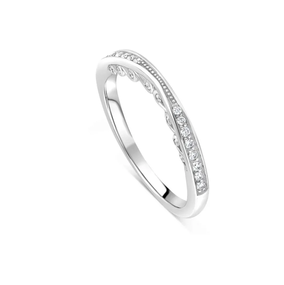 18ct White Gold Northern Star 0.18ct Shaped Wedding Ring