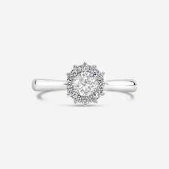 18ct White Gold Northern Star 0.55ct Diamond Classic Halo Ring