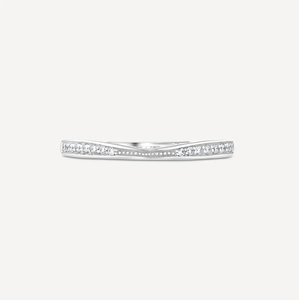 18ct White Gold Northern Star 0.18ct Shaped Wedding Ring