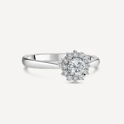 18ct White Gold Northern Star 0.55ct Diamond Classic Halo Ring
